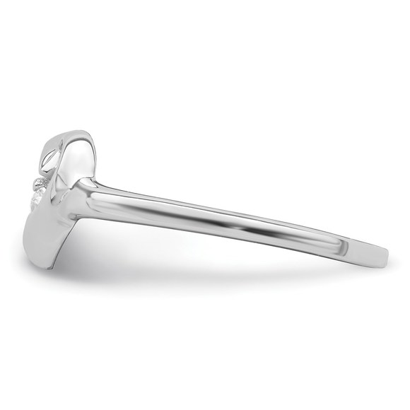 925 Sterling Silver Rhodium Plated CZ (Cubic Zirconia) Heart Ring - Picture 3 of 6